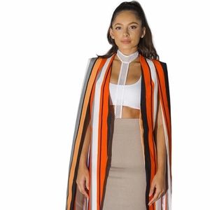 Multi color striped cape blazer
