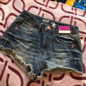 High waisted denim shorts
