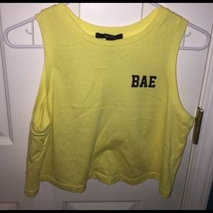 Forever 21 Yellow Crop Tank Top