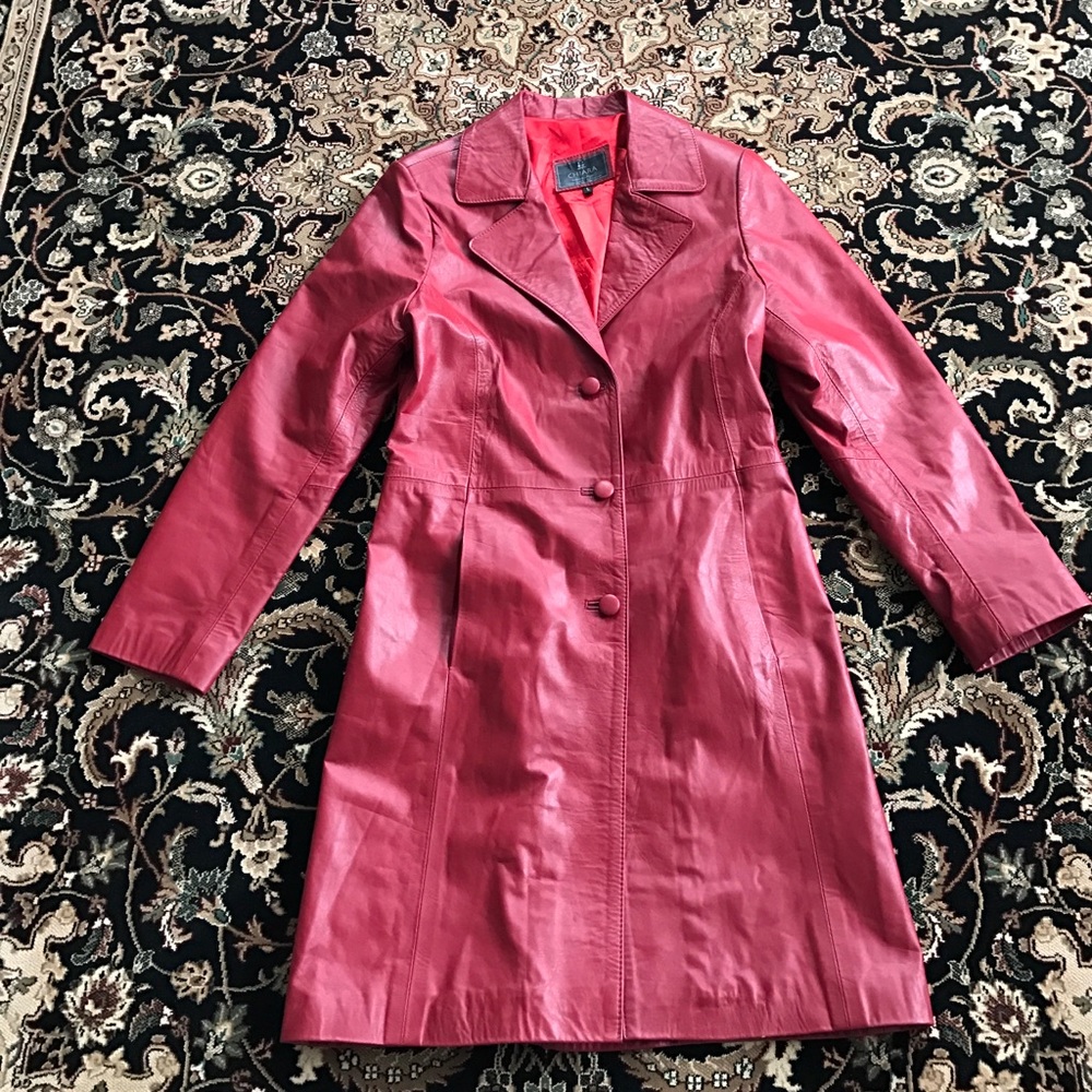 Exquisite Red Leather Vintage Coat from Argentina.