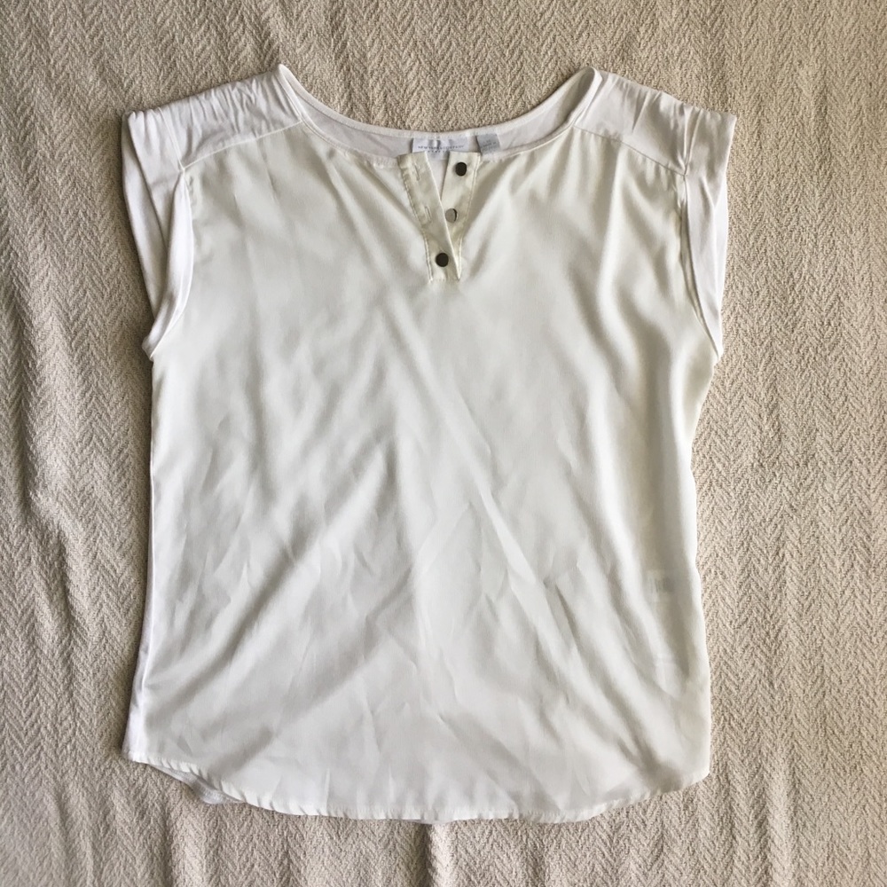 NY&Co. Cream Mixed-Media Blouse