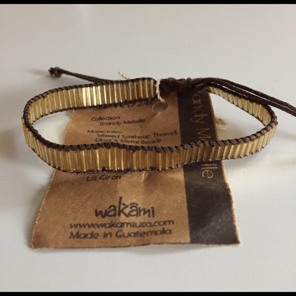 Wakami brown gold Beaded cord friendship bracelet