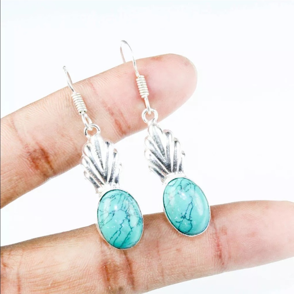 ♥️SOLD♥️ pineapple turquoise earrings