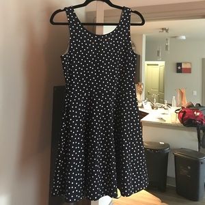 Navy & white polka dot summer dress