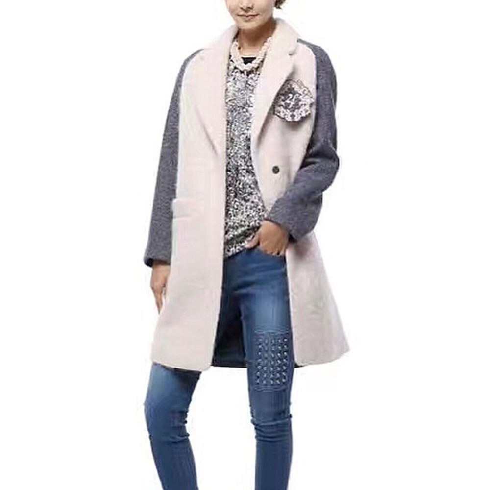 2econd floor light pink/grey wool coat