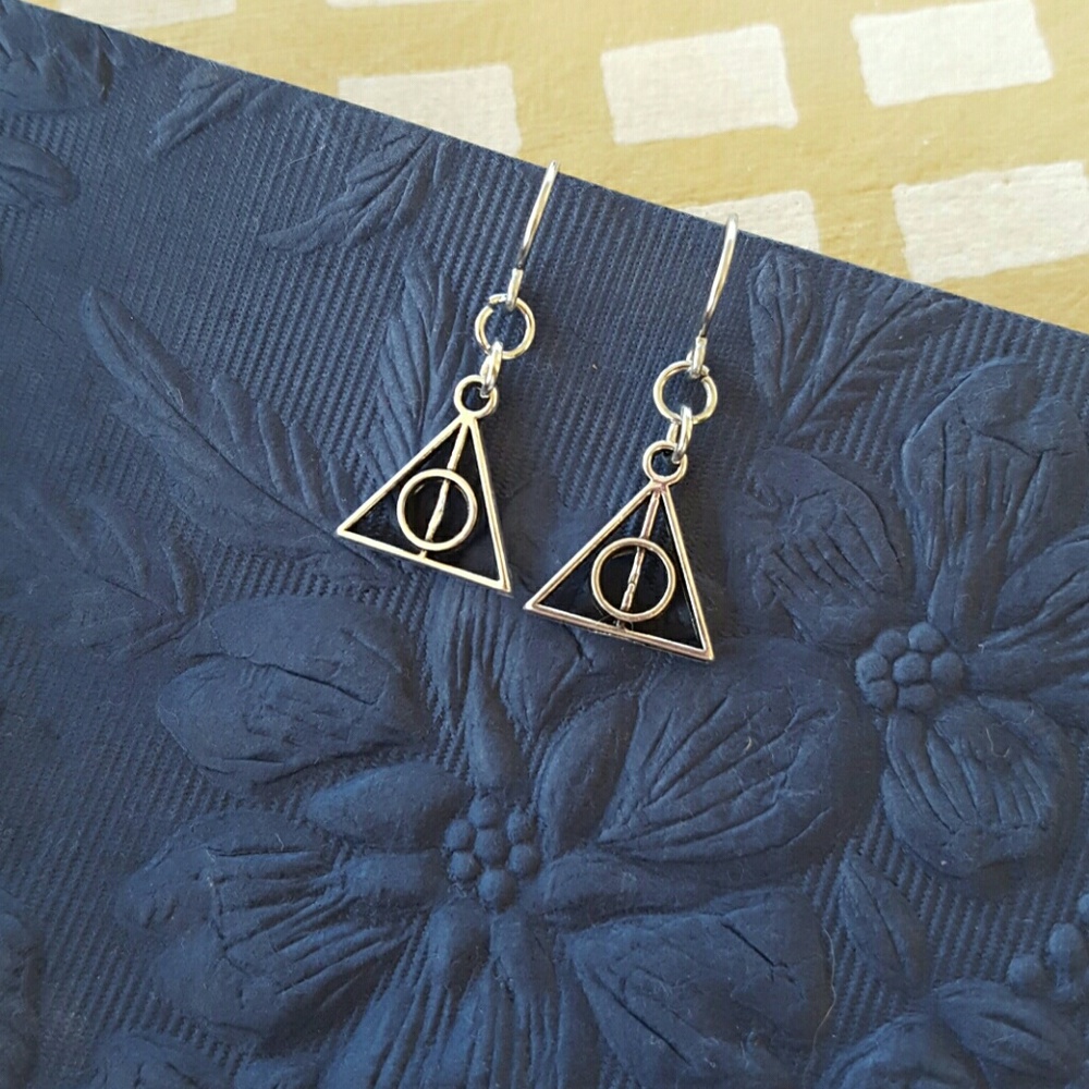 Harry Potter Deathly Hallows Silvertone Earrings