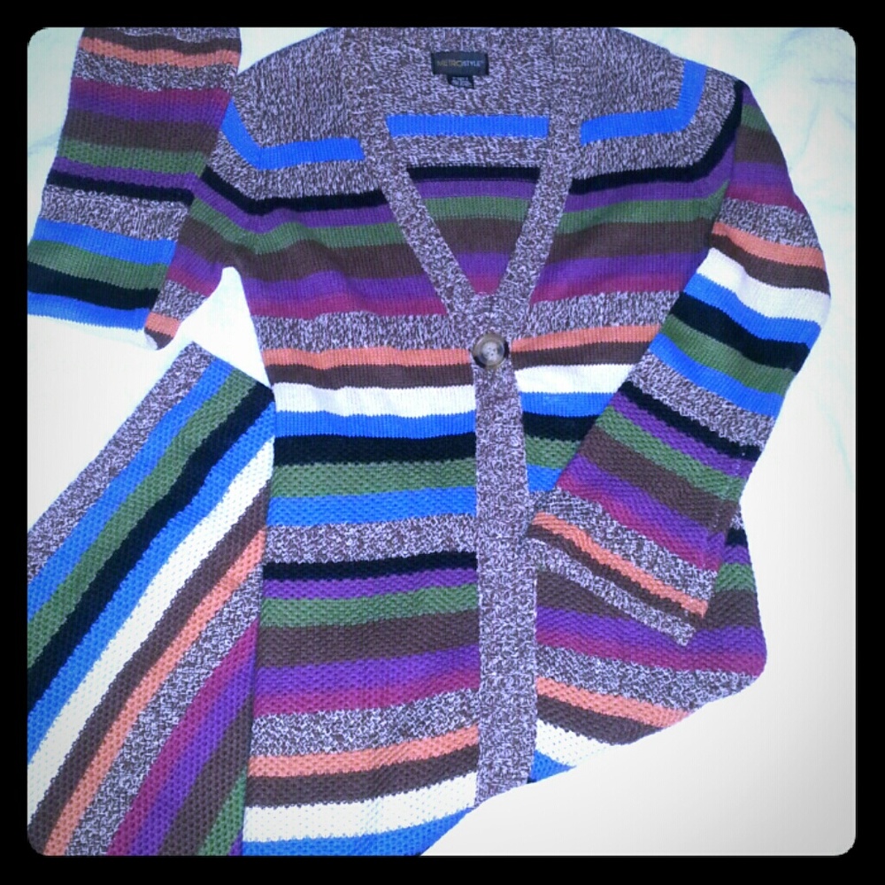 Full Length Multicolored Knit Sweater