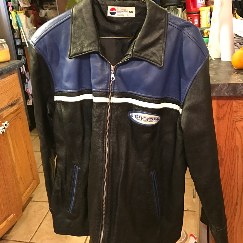 Men's leather Pepsi Jacket