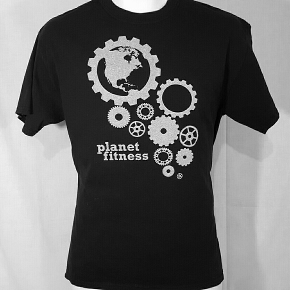 Planet fitness gym exercise gesr art black medium tshirt - Picture 1 of 2