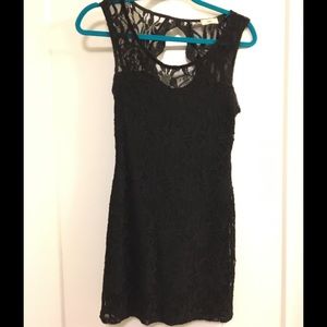 Black Lace Bodycon Dress with Open Back