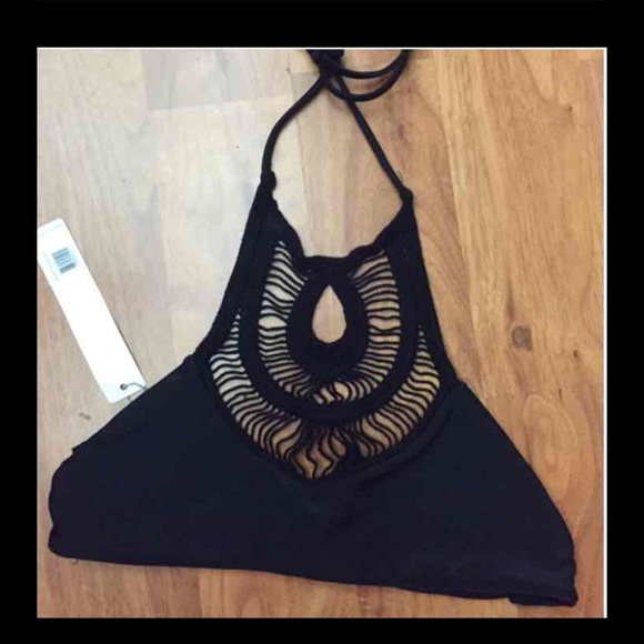 Bettinis black crochet halter bikini top - Picture 2 of 3