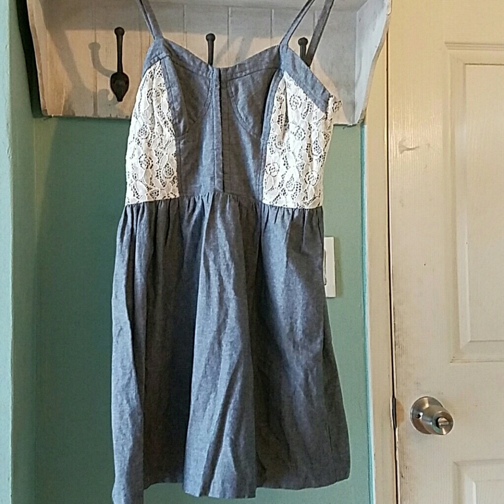 Denim and lace dress