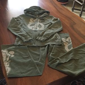 Olive green zip up Hoodie Jacket and Paints