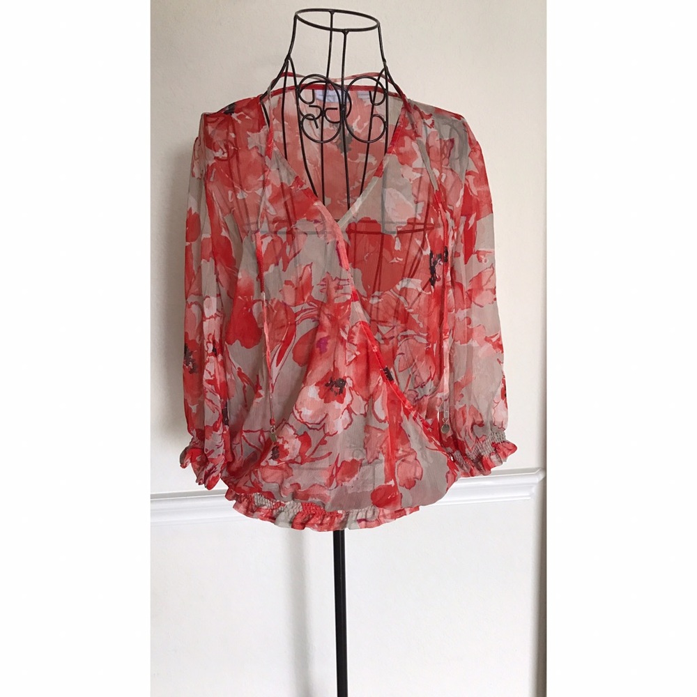 New York & Co Sheer Floral Blouse