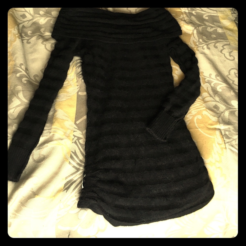 Bebe Angora and Sheer cowl neck tunic sweater