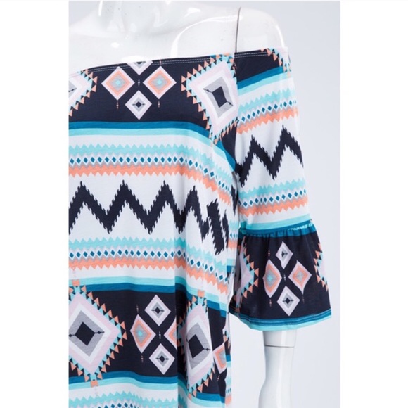 🔴1 MEDIUM LEFT🔴 Off Shoulder Tribal Print Dress - Picture 5 of 5