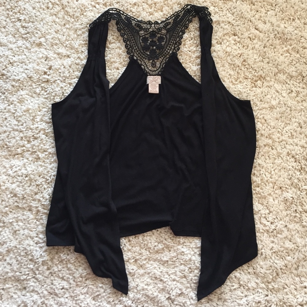 Black cardigan tank
