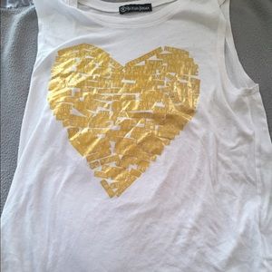 White shirt with gold heart