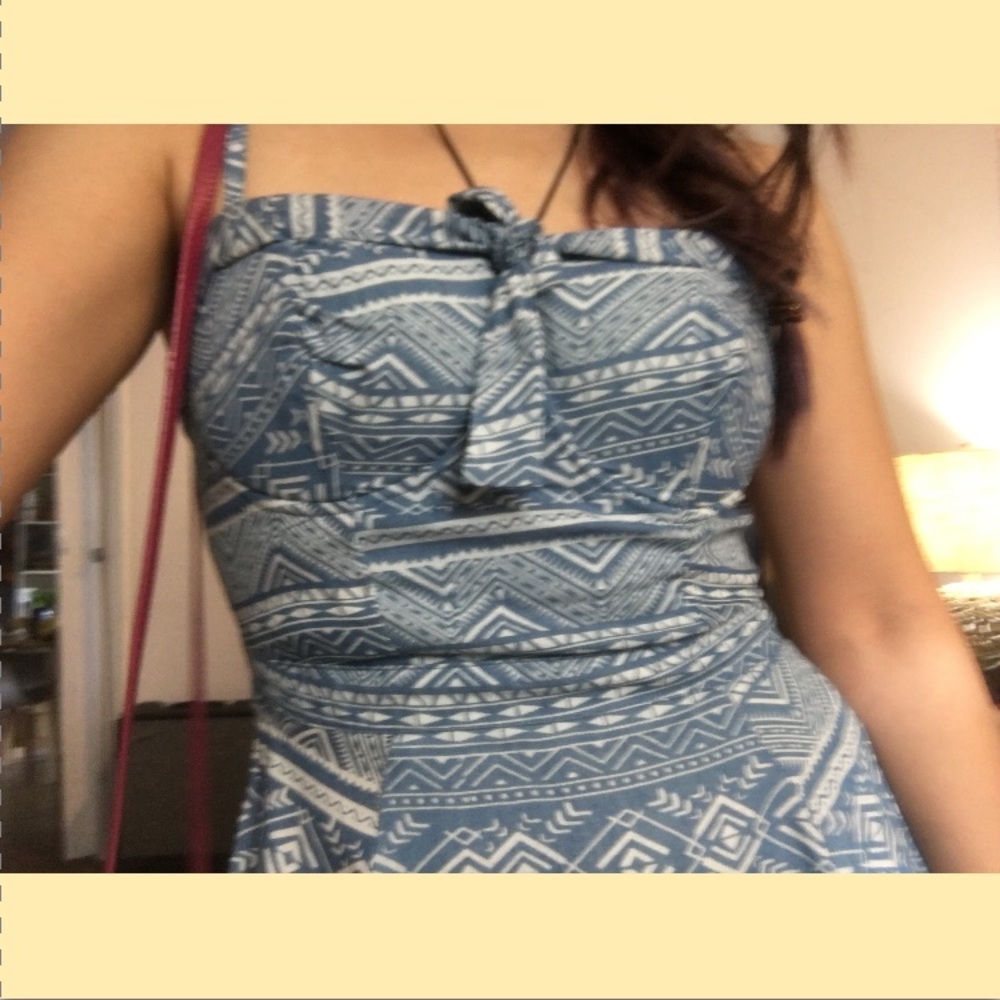Medium pin up blue keyhole skater dress