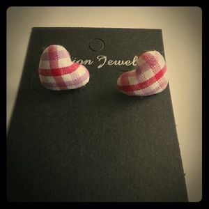 Beautiful Heart Shaped Cloth Button Earrings