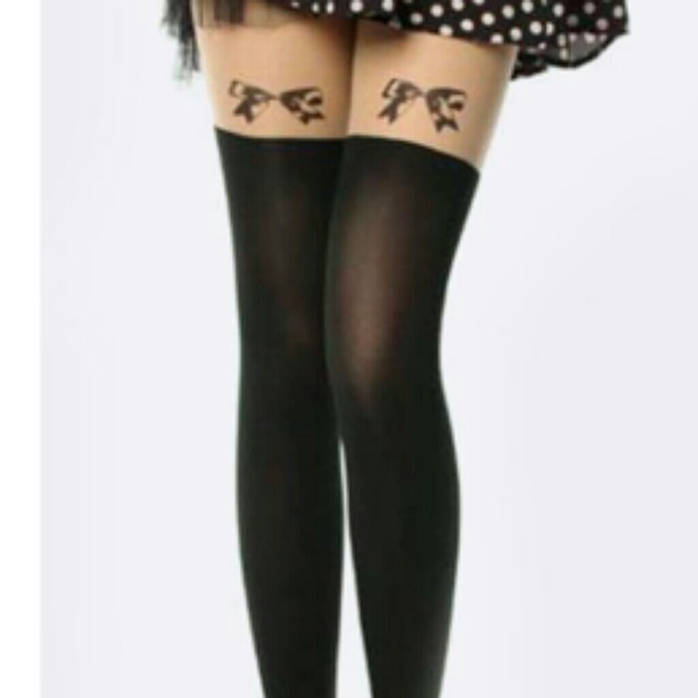 Black bow stockings