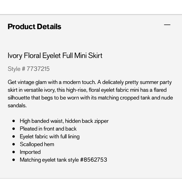 NEW Express ivory floral eyelet full mini skirt. - Picture 2 of 2