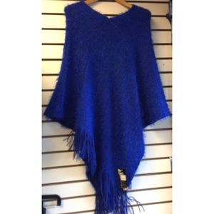 Pre love Royal blue poncho with fringes