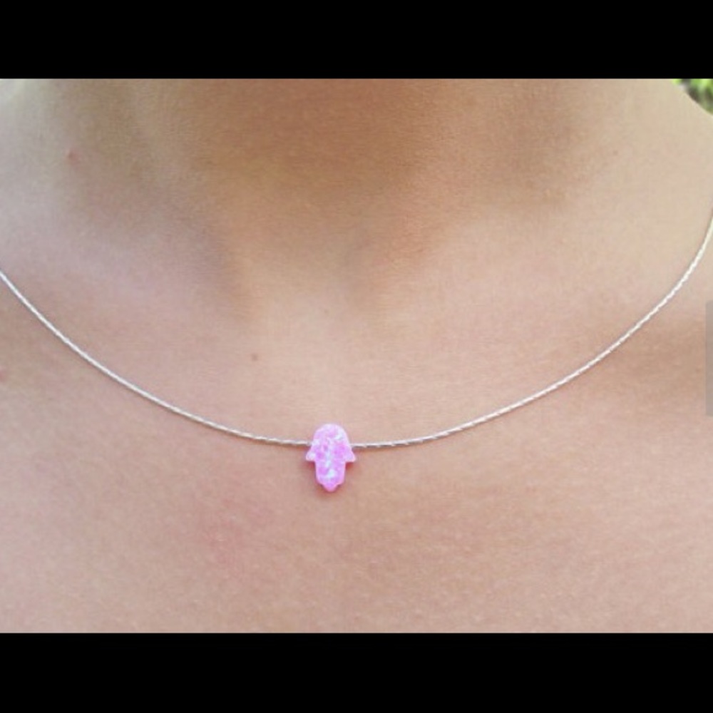 Pink Opal Hamsa Necklace