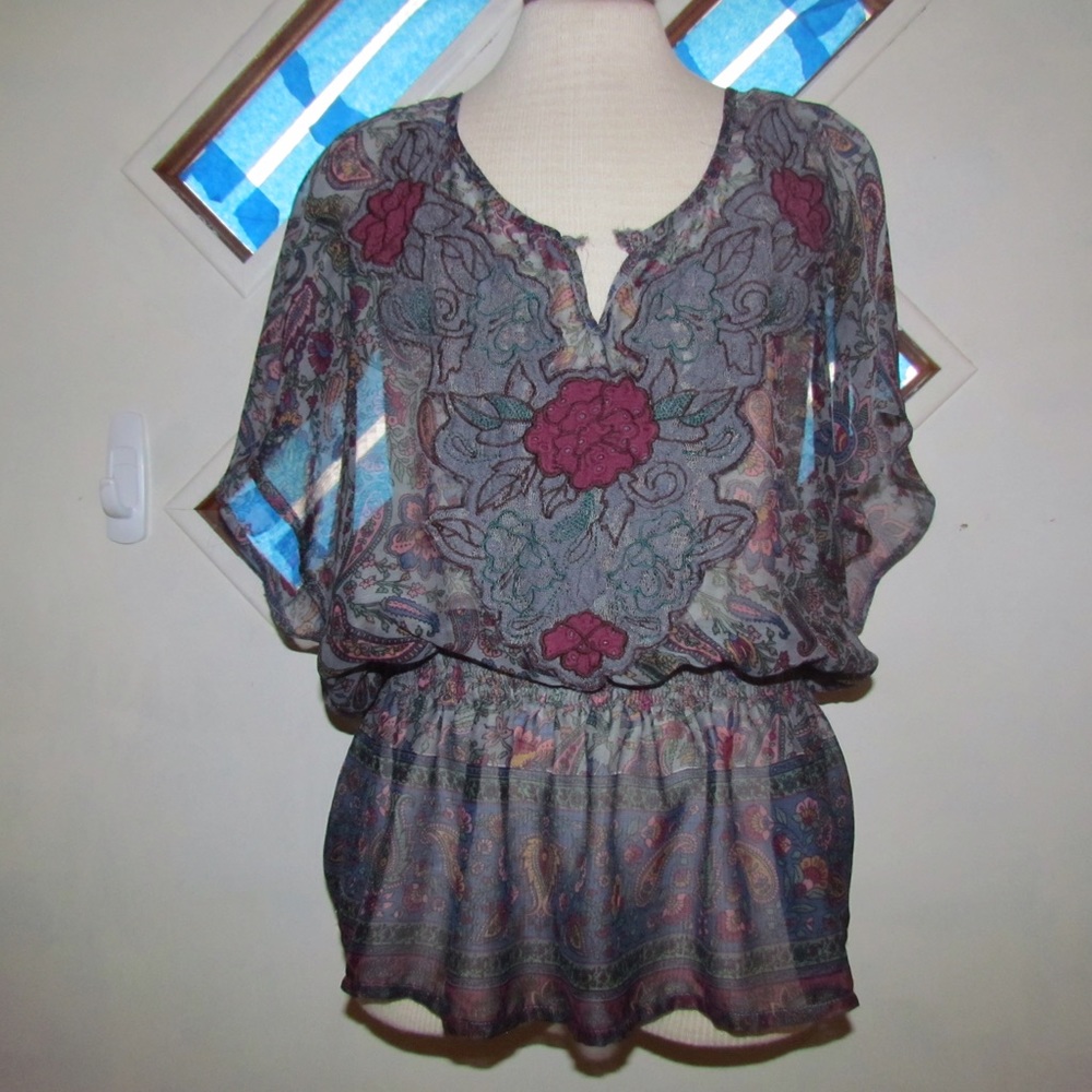 Black Floral Forever 21 Peplum top