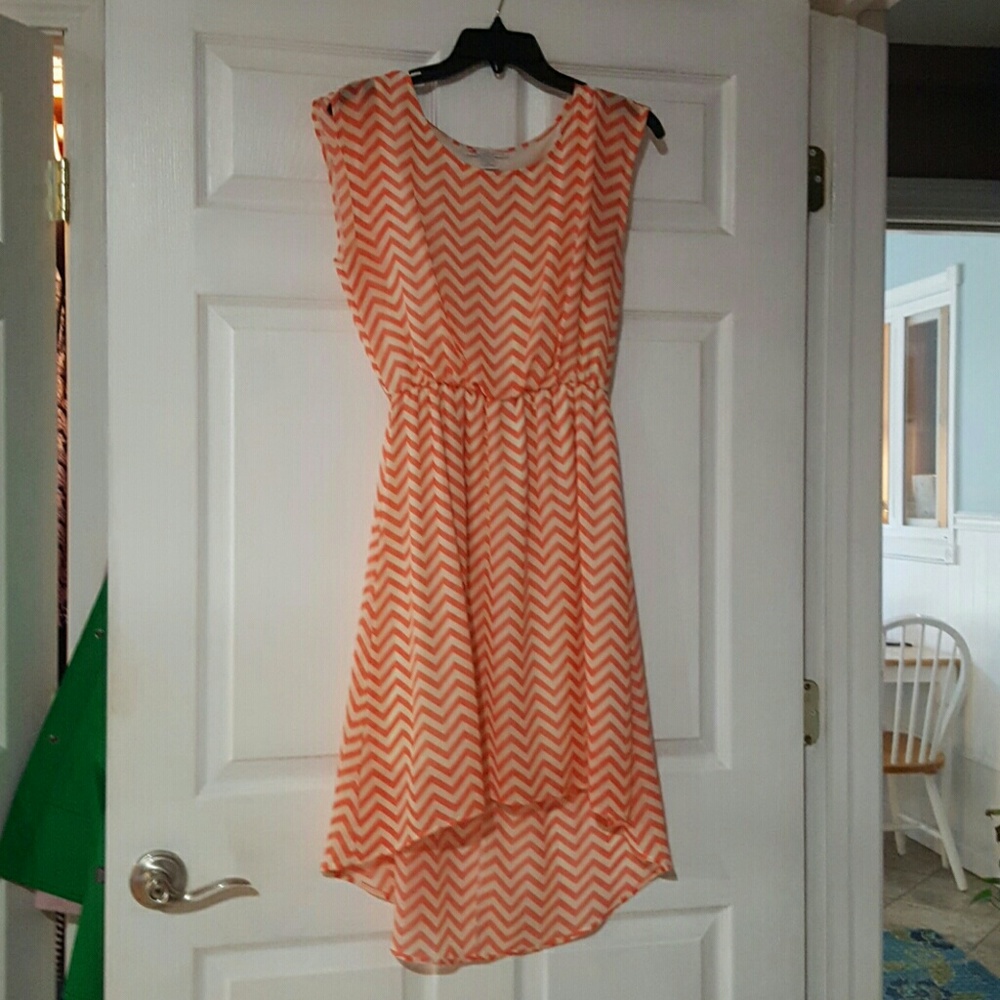 Peach and Creme Chevron Lined Dress