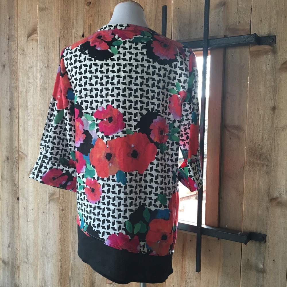 Rafaella vivid florals white black tunic blouse - Picture 2 of 4