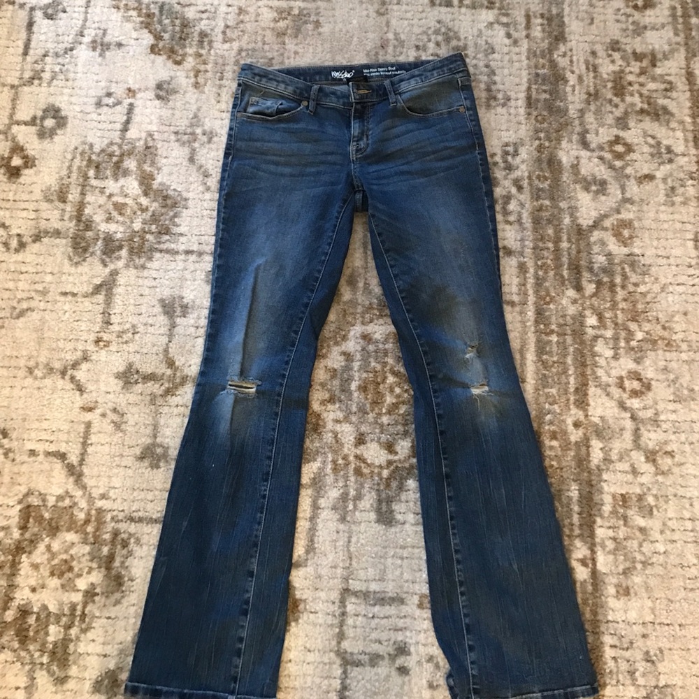 Distressed flare jeans