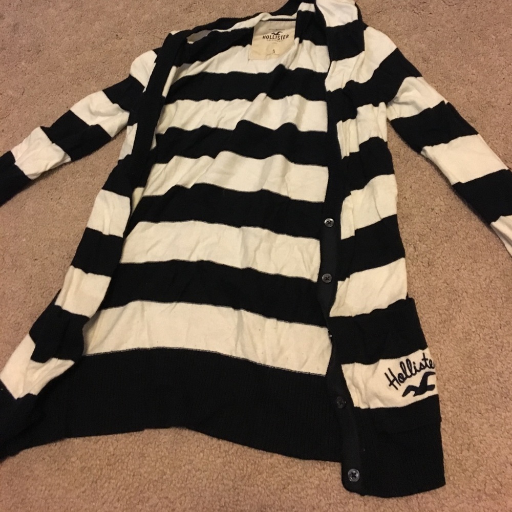 Hollister Black and white stripped cardigan