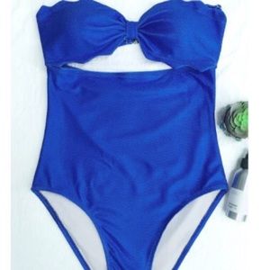 Blue Textured One-Piece