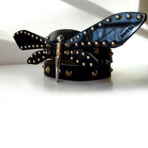 Gucci Studded Skinny Dragonfly Belt