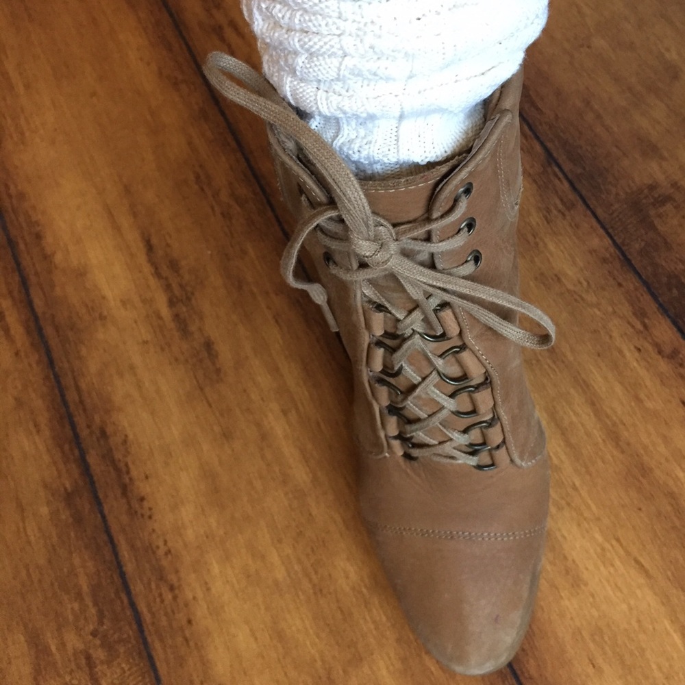 Zara tan wedge booties