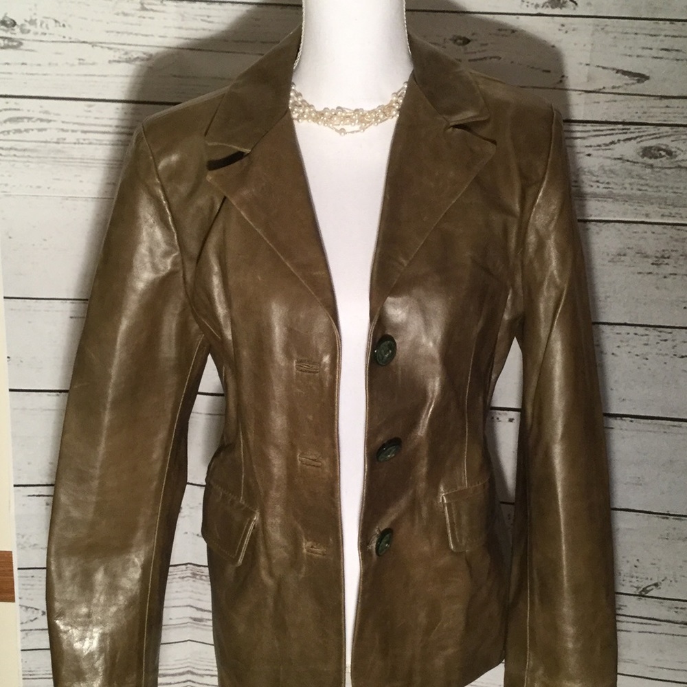 Imprionta greenish brown leather blazer