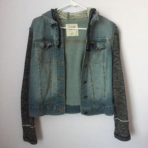 Light Weight Jean Jacket w/ Cotton Sleeves & Hood