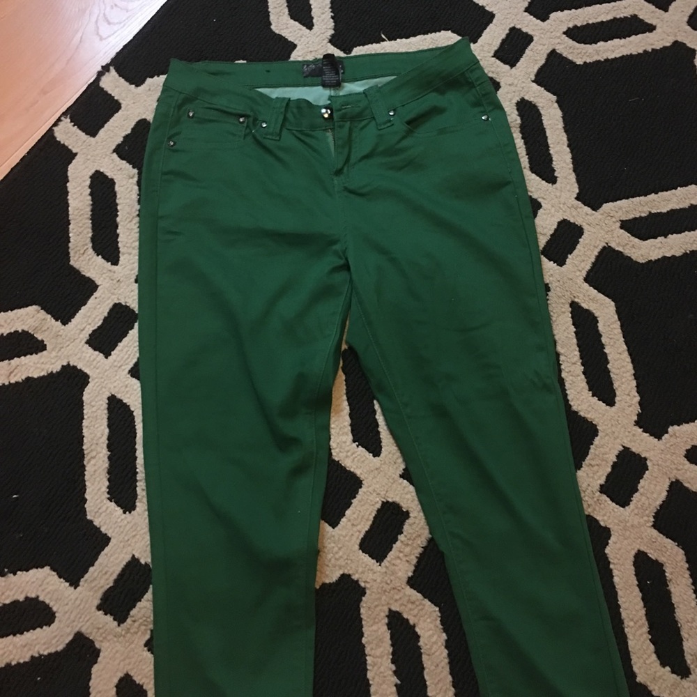 Green stretch jeans