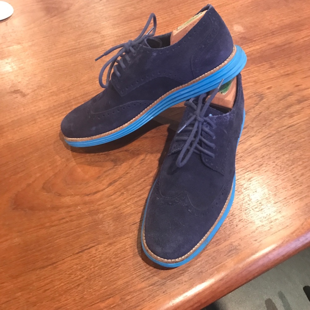 Cole Haan lunargrand blue suede wing tips