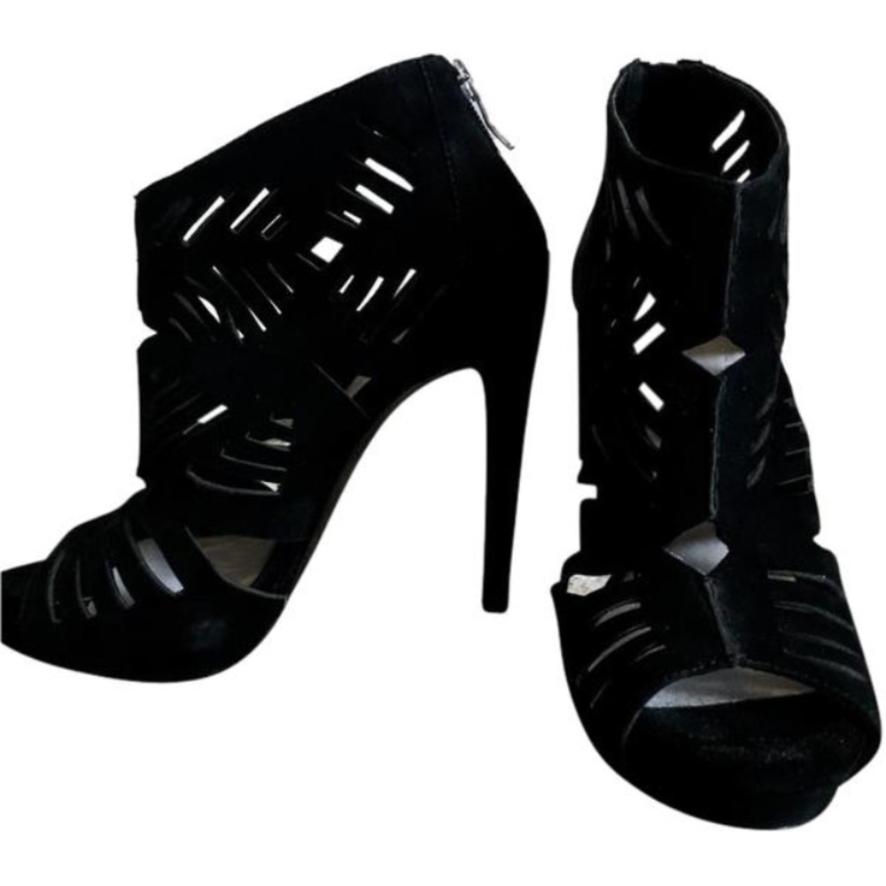 BCBGeneration Black Suede Morocco Cutout Bootie