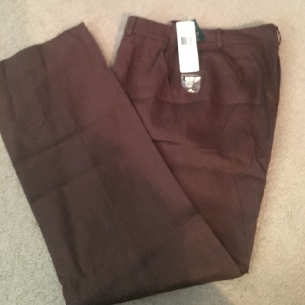 NWT Lauren brown women's linen pants size 10