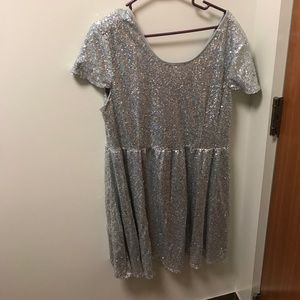 Silver sequin dress.