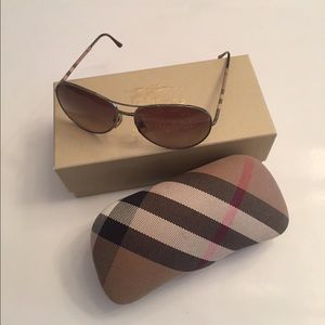 Burberry Gunmetal Aviator Sunglasses