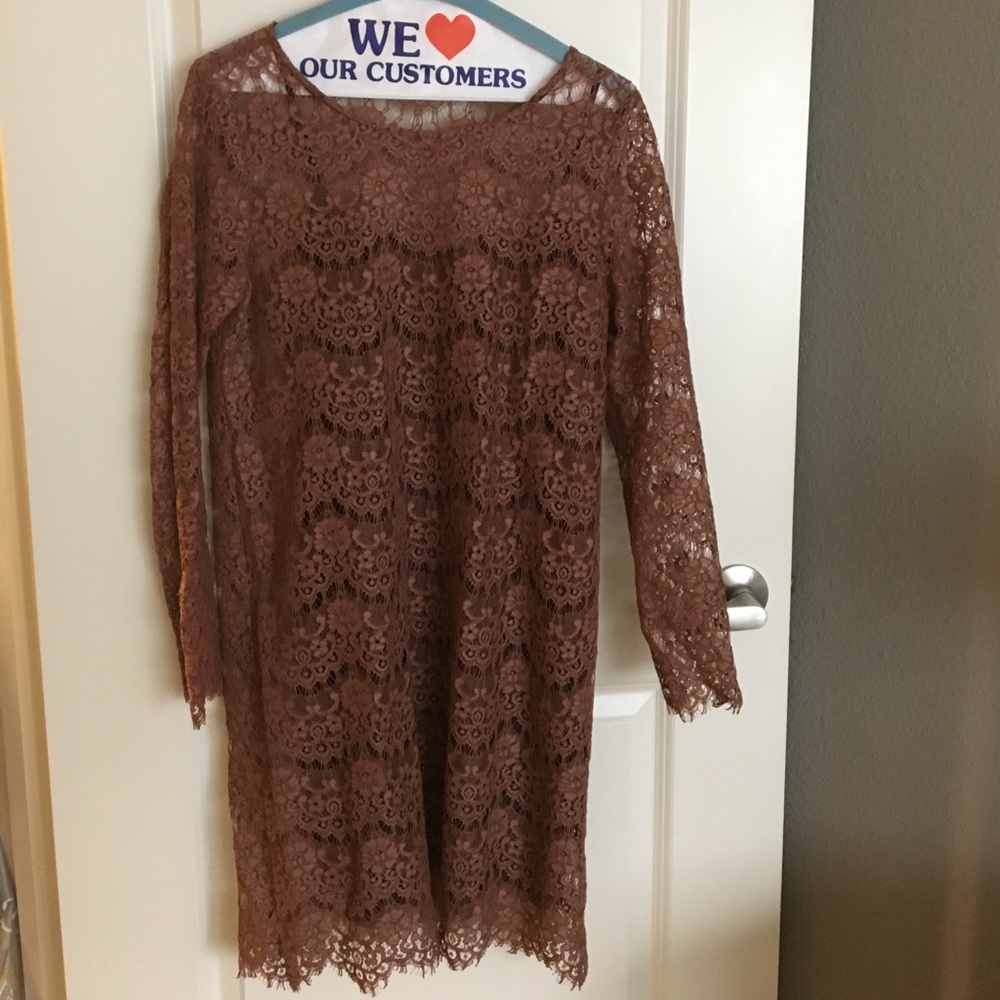 Broadway and Broome (Madewell) Mocha Lace Dress