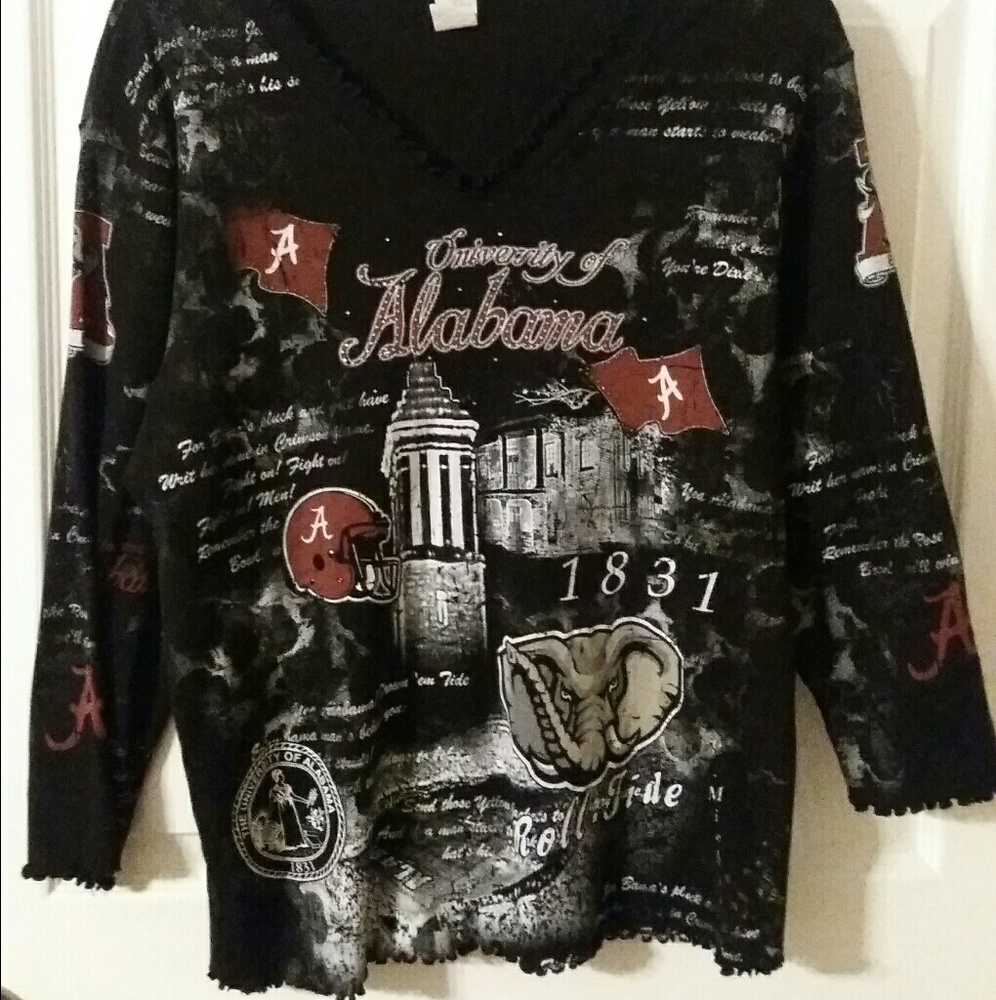 University of Alabama Women's Black Top with Bling