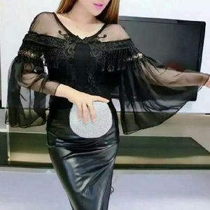 NWOT Black Lace Victorian Top