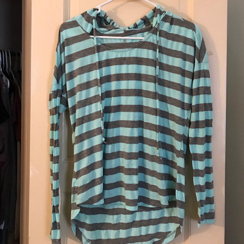 Turquoise striped athletic shirt