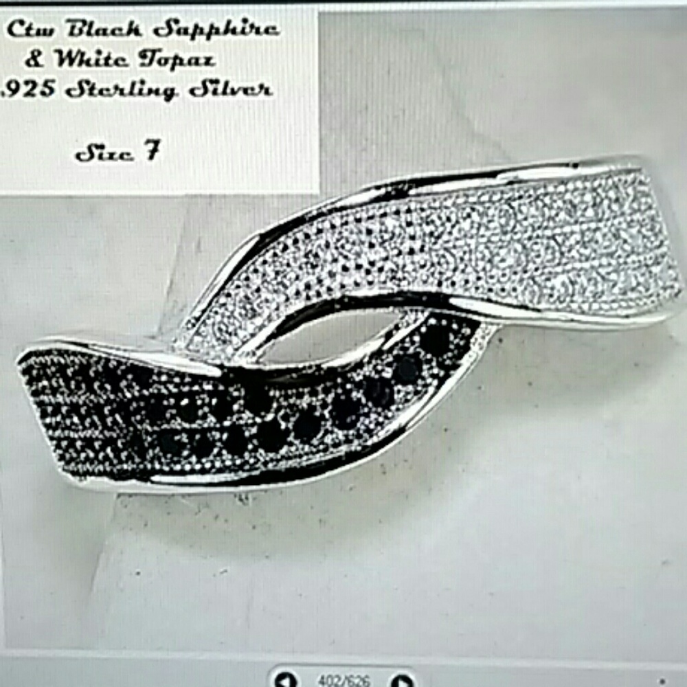 Black Sapphire & White Topaz Ring