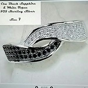 Black Sapphire & White Topaz Ring